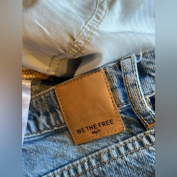 We The Free Free People Jeans Blue Denim Distressed Button Fly Flared Size 25 - Picture 7 of 10